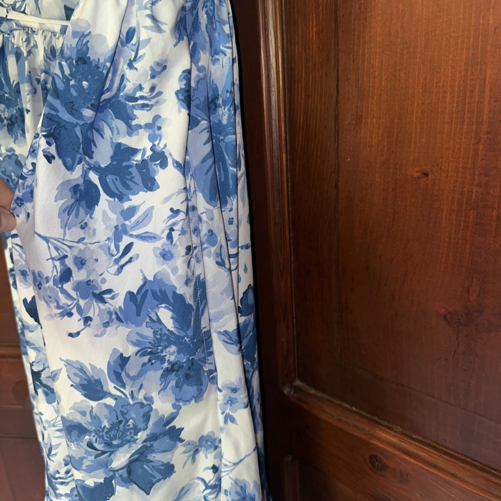 Womens Abercrombie & Fitch Emerson Poplin Puff Sleeve Midi Dress Blue - XS - Picture 4 of 7